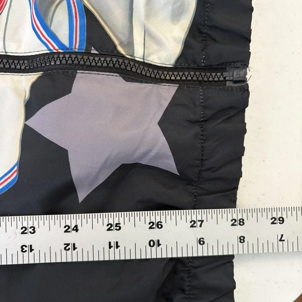 Members Only Jacket Mens Medium‎ Black Space Jam Tune Squad Hooded Windbreaker